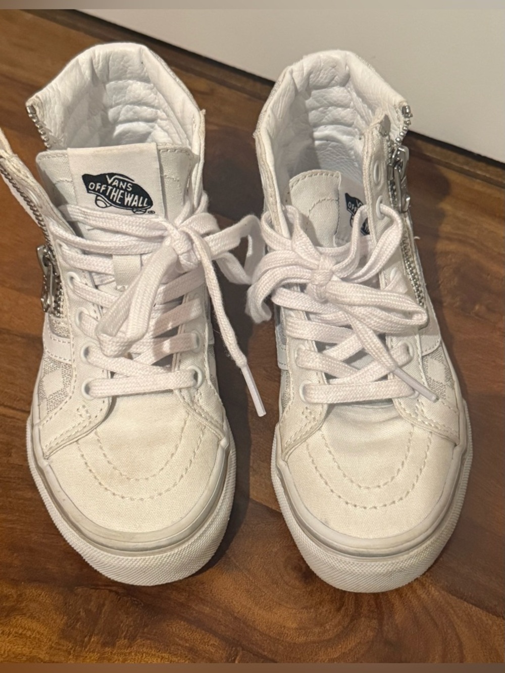 Vans White High-Top Canvas Sneakers with Side Zipper